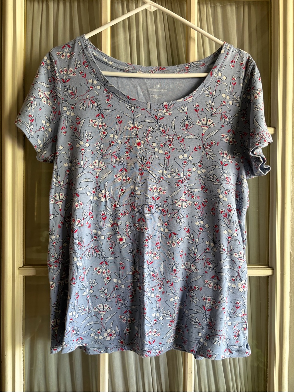 J. Jill blue floral Pima scoop tee